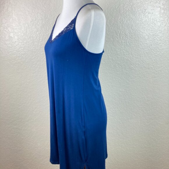FacePlant Dreams Blue Bamboo Lace Chemise Nightie Spaghetti Straps Size M - Picture 5 of 11
